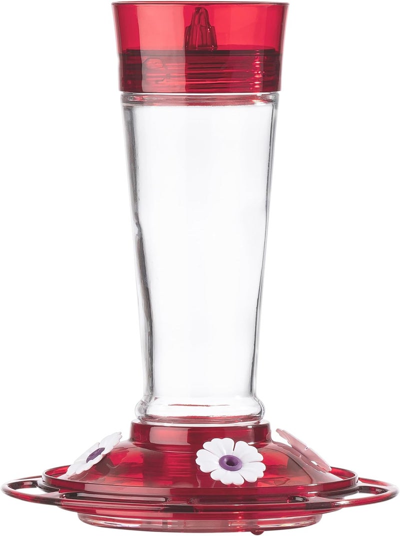 More Birds Ruby Hummingbird Feeder with Glass Nectar Bottle and 4 Feeding Stations - Image 1